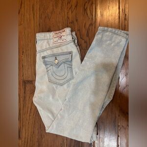 True Religion Jennie Curvy Mid Rise Skinny Flap Jeans – Size 27 – Light Wash